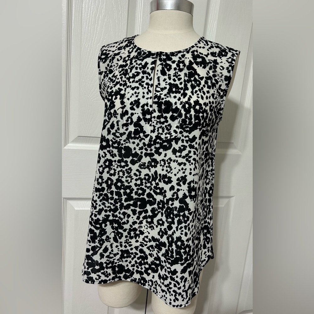 JCREW Womens Black/White Animal Print Blouse Sleeveless Size 2